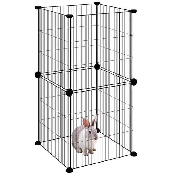 vidaXL 8-Panel Pet Playpen Black 35x35 cm Steel
