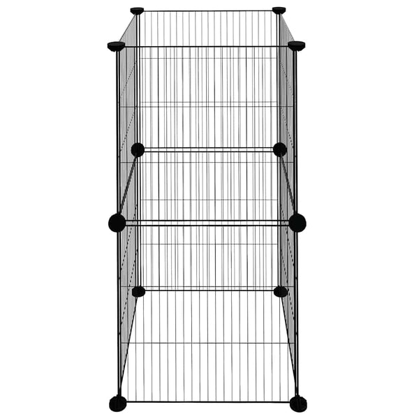 vidaXL 8-Panel Pet Playpen Black 35x35 cm Steel
