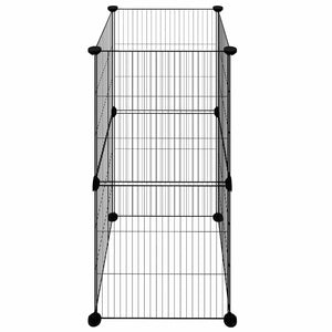 vidaXL 8-Panel Pet Playpen Black 35x35 cm Steel