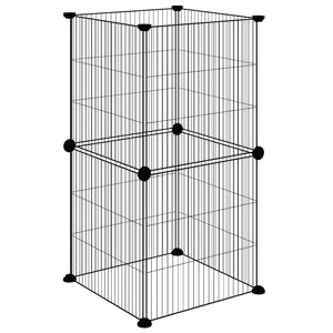vidaXL 8-Panel Pet Playpen Black 35x35 cm Steel