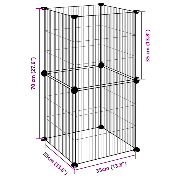 vidaXL 8-Panel Pet Playpen Black 35x35 cm Steel