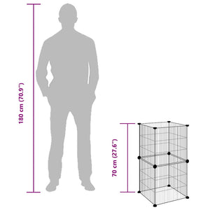 vidaXL 8-Panel Pet Playpen Black 35x35 cm Steel