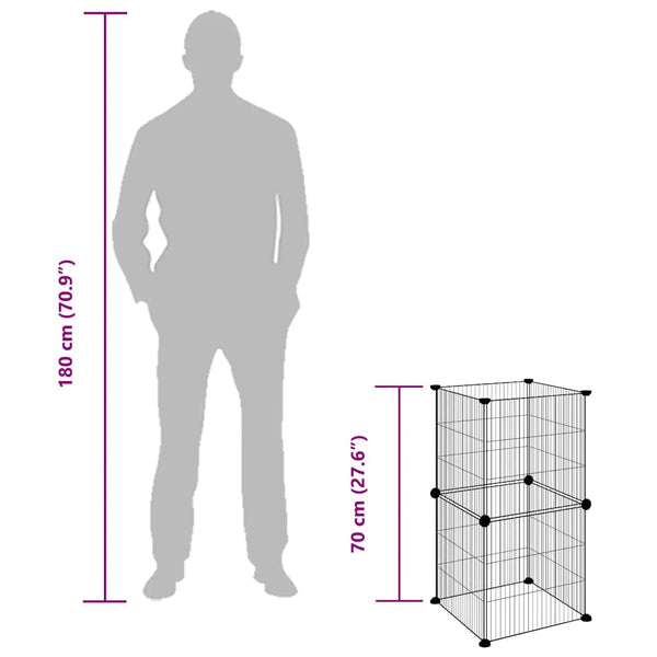 vidaXL 8-Panel Pet Playpen Black 35x35 cm Steel