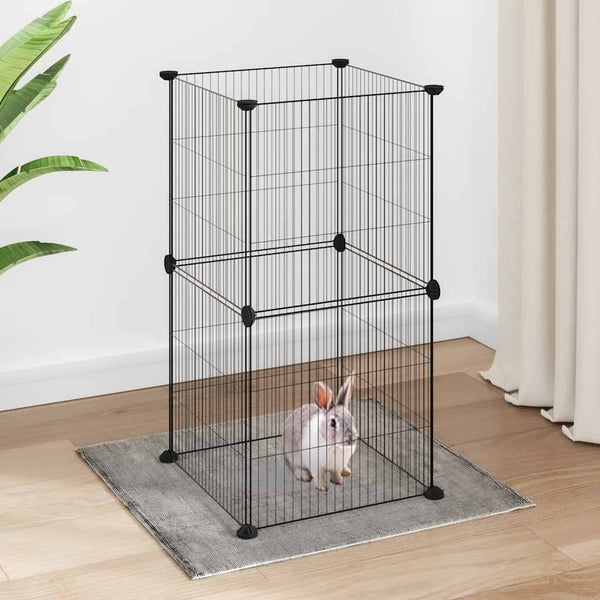 vidaXL 8-Panel Pet Playpen Black 35x35 cm Steel