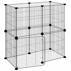 vidaXL 12-Piece Pet Playpen with Door Black 35x35 cm Steel