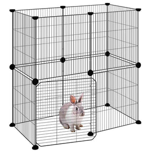 vidaXL 12-Piece Pet Playpen with Door Black 35x35 cm Steel