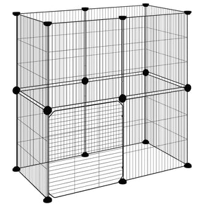 vidaXL 12-Piece Pet Playpen with Door Black 35x35 cm Steel
