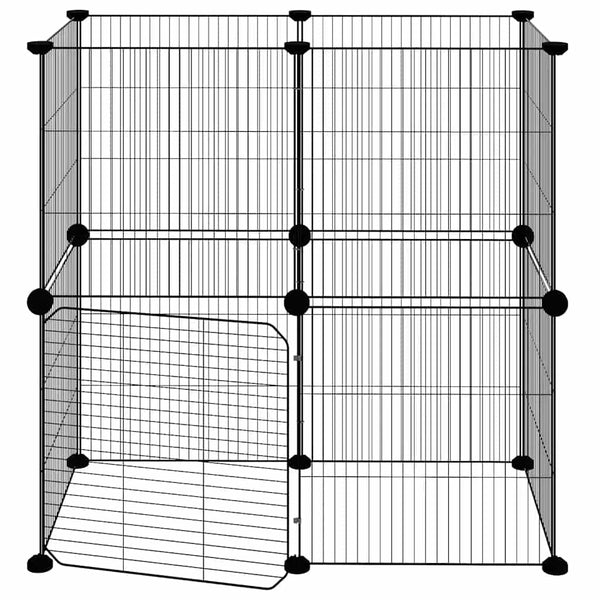 vidaXL 12-Piece Pet Playpen with Door Black 35x35 cm Steel
