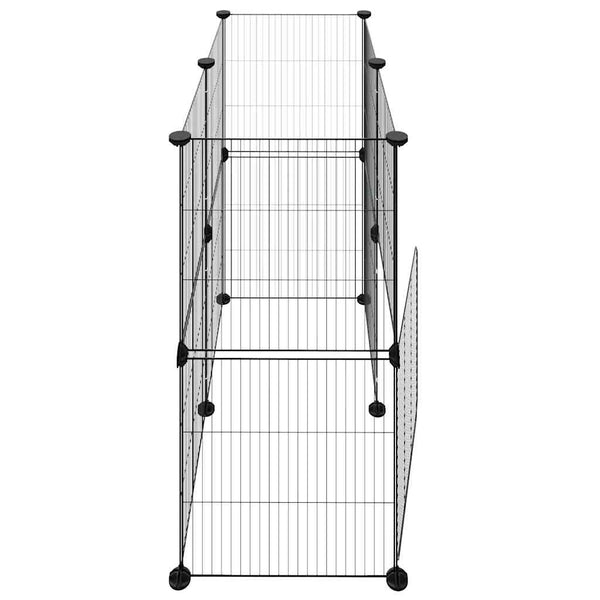 vidaXL 12-Piece Pet Playpen with Door Black 35x35 cm Steel