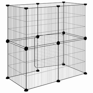 vidaXL 12-Piece Pet Playpen with Door Black 35x35 cm Steel