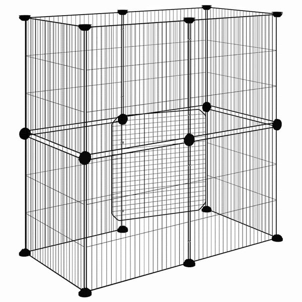 vidaXL 12-Piece Pet Playpen with Door Black 35x35 cm Steel