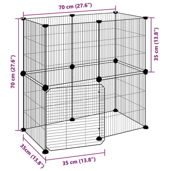 vidaXL 12-Piece Pet Playpen with Door Black 35x35 cm Steel