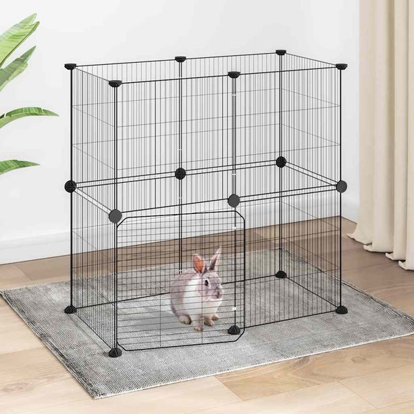 vidaXL 12-Piece Pet Playpen with Door Black 35x35 cm Steel