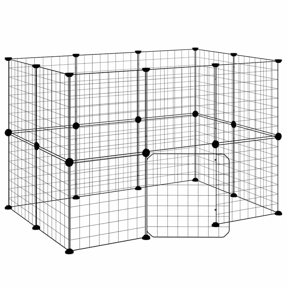 vidaXL 20-piece Pet Cage with Door Black 35x35 cm Steel