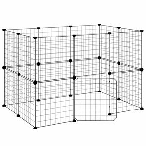 vidaXL 20-piece Pet Cage with Door Black 35x35 cm Steel