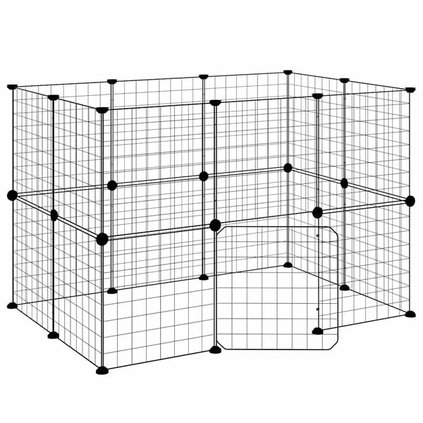 vidaXL 20-piece Pet Cage with Door Black 35x35 cm Steel