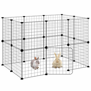 vidaXL 20-piece Pet Cage with Door Black 35x35 cm Steel