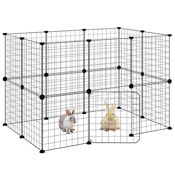 vidaXL 20-piece Pet Cage with Door Black 35x35 cm Steel
