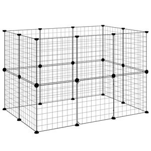 vidaXL 20-piece Pet Cage with Door Black 35x35 cm Steel