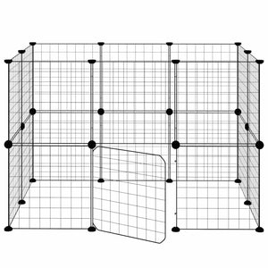 vidaXL 20-piece Pet Cage with Door Black 35x35 cm Steel
