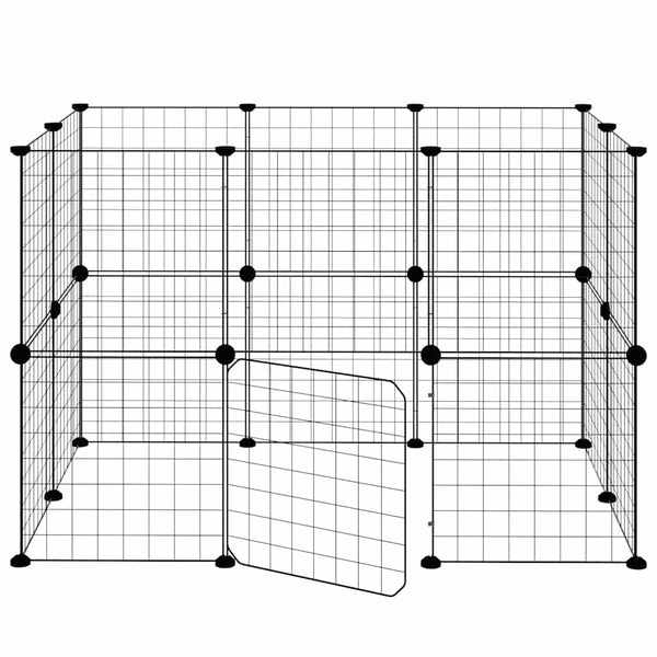 vidaXL 20-piece Pet Cage with Door Black 35x35 cm Steel