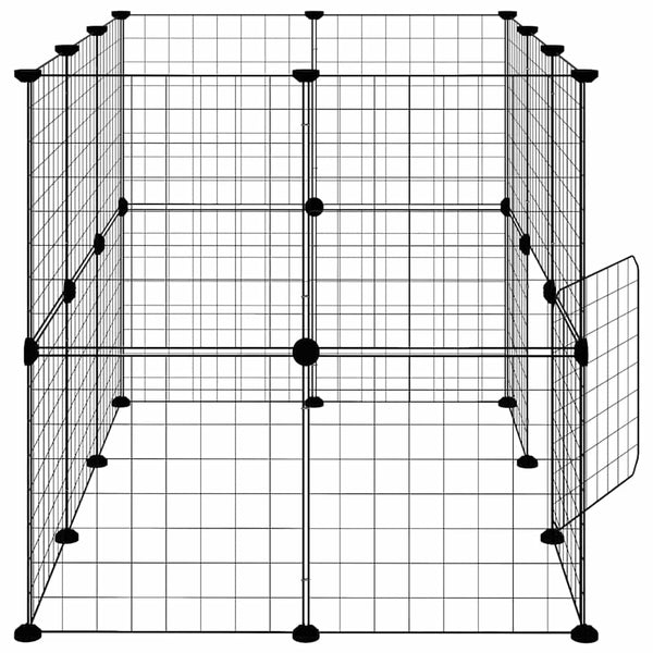 vidaXL 20-piece Pet Cage with Door Black 35x35 cm Steel