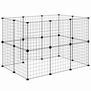 vidaXL 20-piece Pet Cage with Door Black 35x35 cm Steel