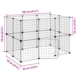 vidaXL 20-piece Pet Cage with Door Black 35x35 cm Steel