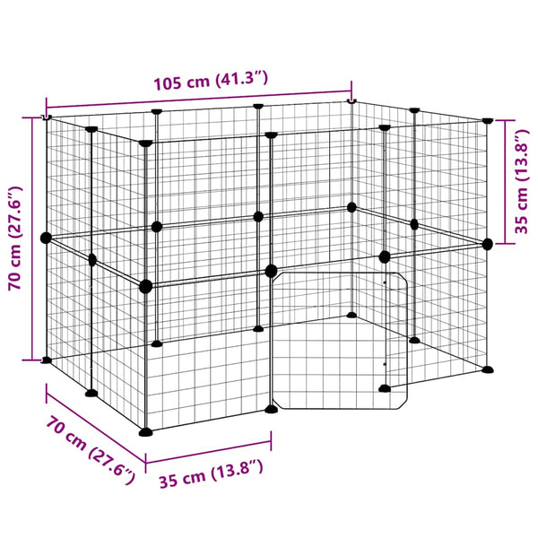 vidaXL 20-piece Pet Cage with Door Black 35x35 cm Steel