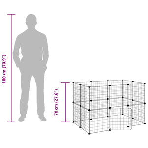 vidaXL 20-piece Pet Cage with Door Black 35x35 cm Steel