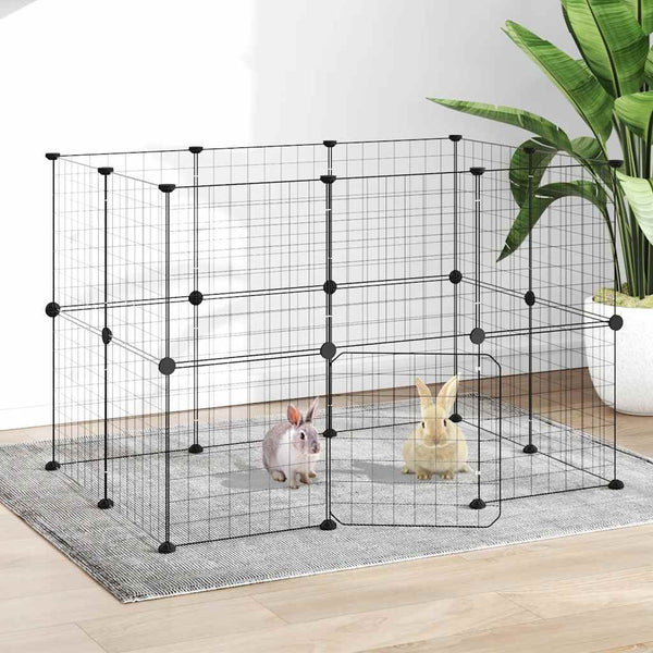 vidaXL 20-piece Pet Cage with Door Black 35x35 cm Steel