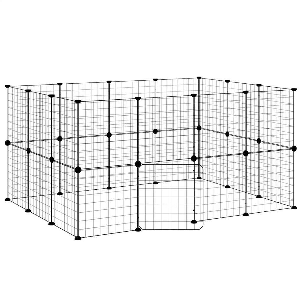 vidaXL 28-Piece Pet Cage with Door Black 35x35 cm Steel