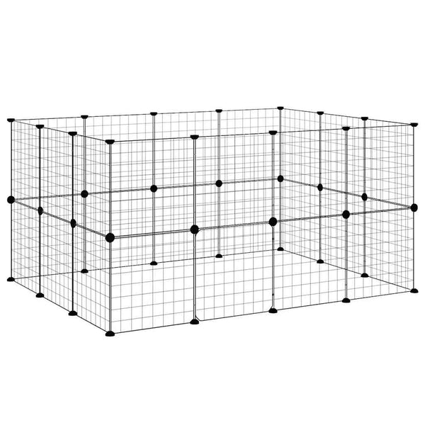 vidaXL 28-Piece Pet Cage with Door Black 35x35 cm Steel