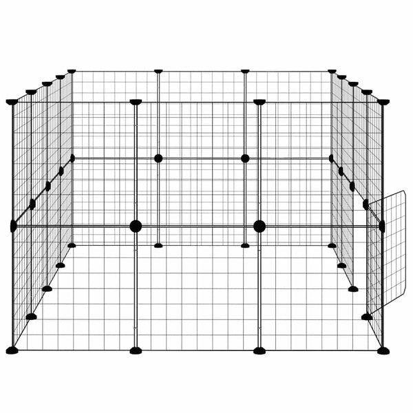 vidaXL 28-Piece Pet Cage with Door Black 35x35 cm Steel