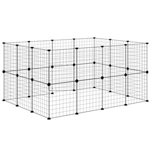 vidaXL 28-Piece Pet Cage with Door Black 35x35 cm Steel