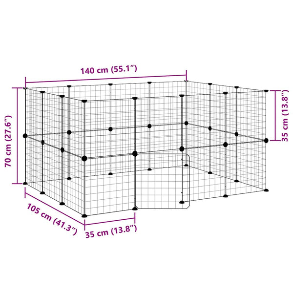 vidaXL 28-Piece Pet Cage with Door Black 35x35 cm Steel