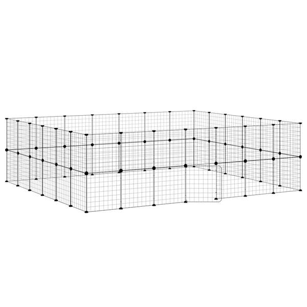 vidaXL 52-Piece Pet Cage with Door Black 35x35 cm Steel