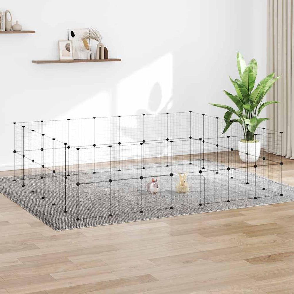 vidaXL 52-Piece Pet Cage with Door Black 35x35 cm Steel