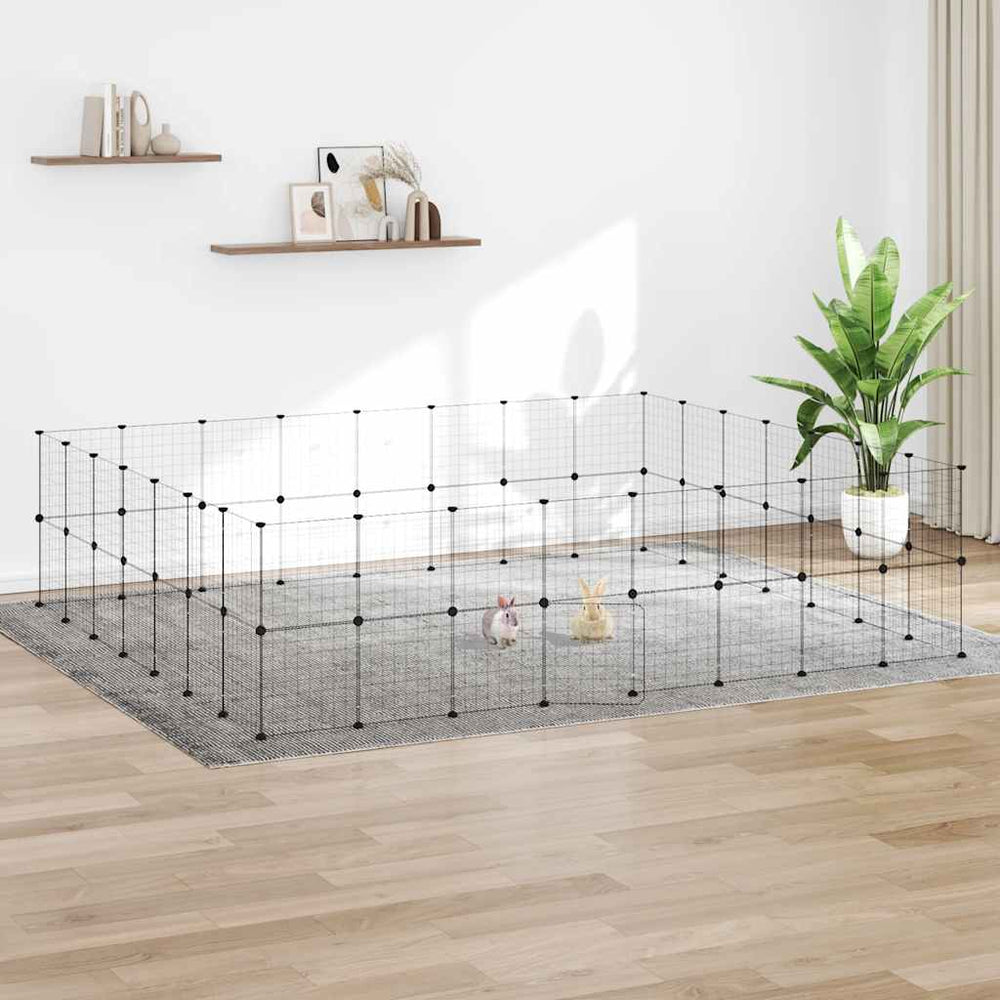 vidaXL 60-Piece Pet Cage with Door Black 35x35 cm Steel