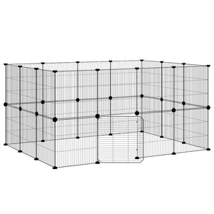 vidaXL 28-Piece Pet Cage with Door Black 35x35 cm Steel