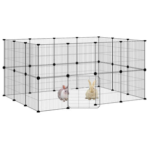 vidaXL 28-Piece Pet Cage with Door Black 35x35 cm Steel