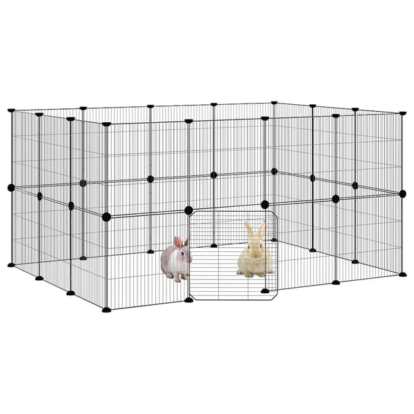 vidaXL 28-Piece Pet Cage with Door Black 35x35 cm Steel