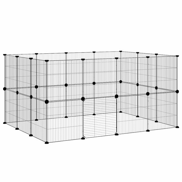 vidaXL 28-Piece Pet Cage with Door Black 35x35 cm Steel
