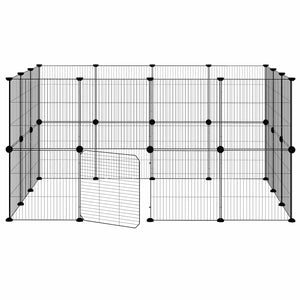 vidaXL 28-Piece Pet Cage with Door Black 35x35 cm Steel