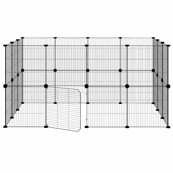 vidaXL 28-Piece Pet Cage with Door Black 35x35 cm Steel