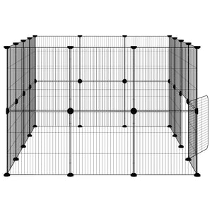 vidaXL 28-Piece Pet Cage with Door Black 35x35 cm Steel