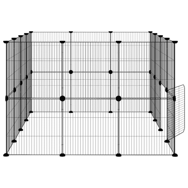 vidaXL 28-Piece Pet Cage with Door Black 35x35 cm Steel