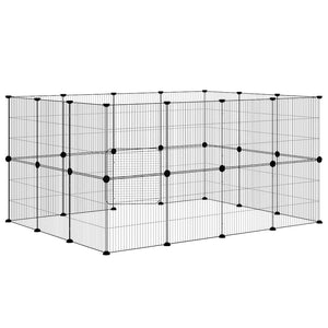 vidaXL 28-Piece Pet Cage with Door Black 35x35 cm Steel
