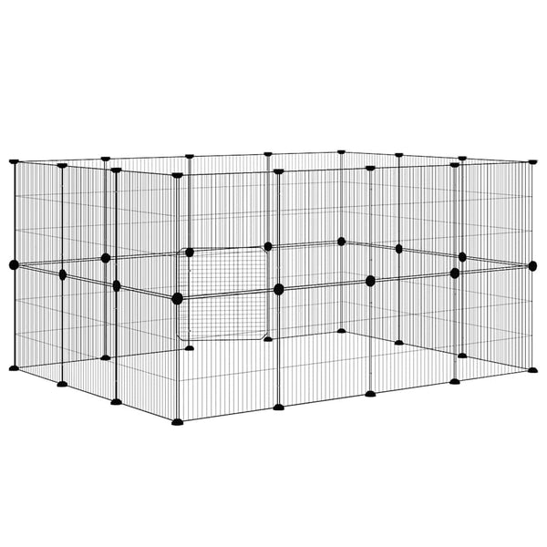 vidaXL 28-Piece Pet Cage with Door Black 35x35 cm Steel