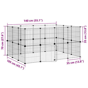 vidaXL 28-Piece Pet Cage with Door Black 35x35 cm Steel